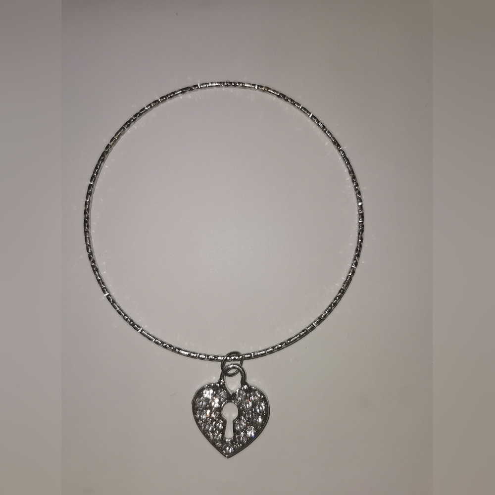 Heart bangle silver tone